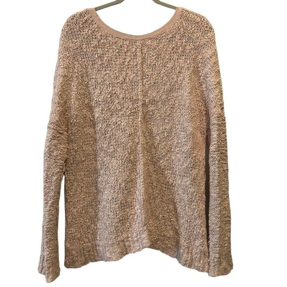 Free People Pink Oversized Sweater Textured Knit Top Long Sleeve V Neck Small - Picture 6 of 10